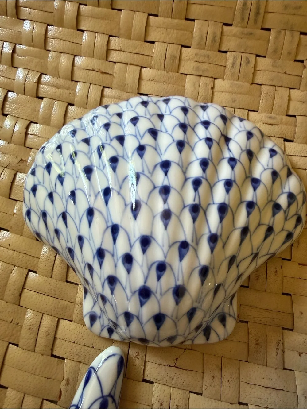 Vintage Nautical porcelain Star Fish Clam Conch Sea Shells (3)  Blue/ White - Picture 11 of 13